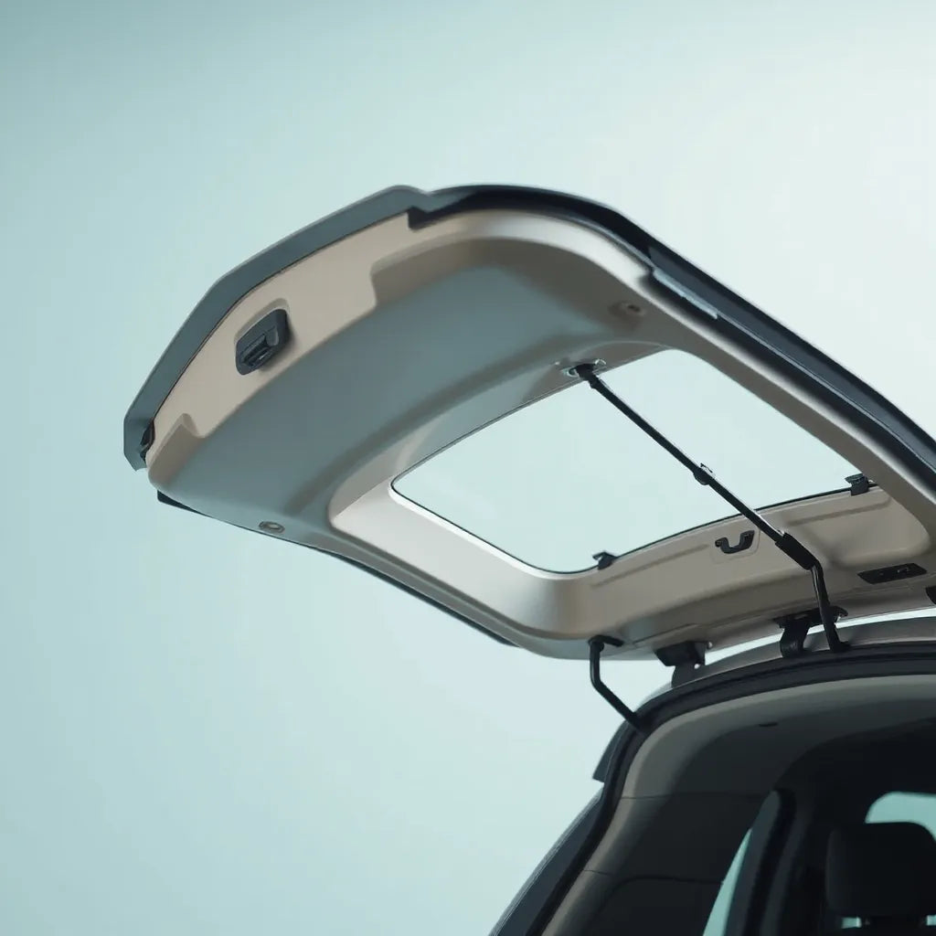 A hatch door partially open with visible lift assist hardware for smooth, effortless access